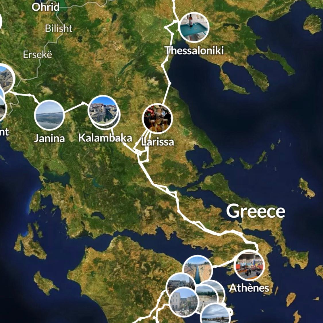 Itinéraire de notre périple en Grèce sur Polarsteps