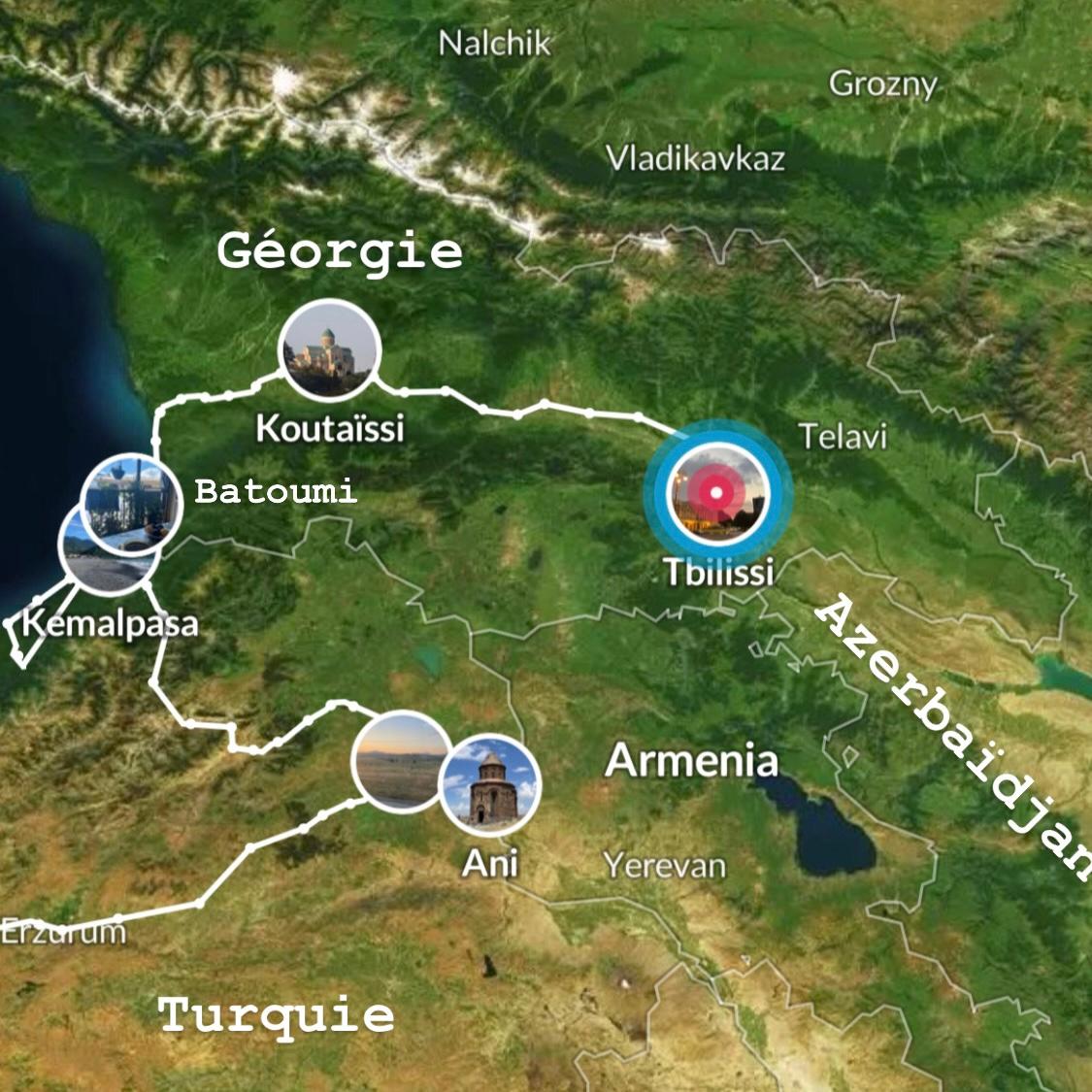 Itinéraire de notre périple en Géorgie sur Polarsteps