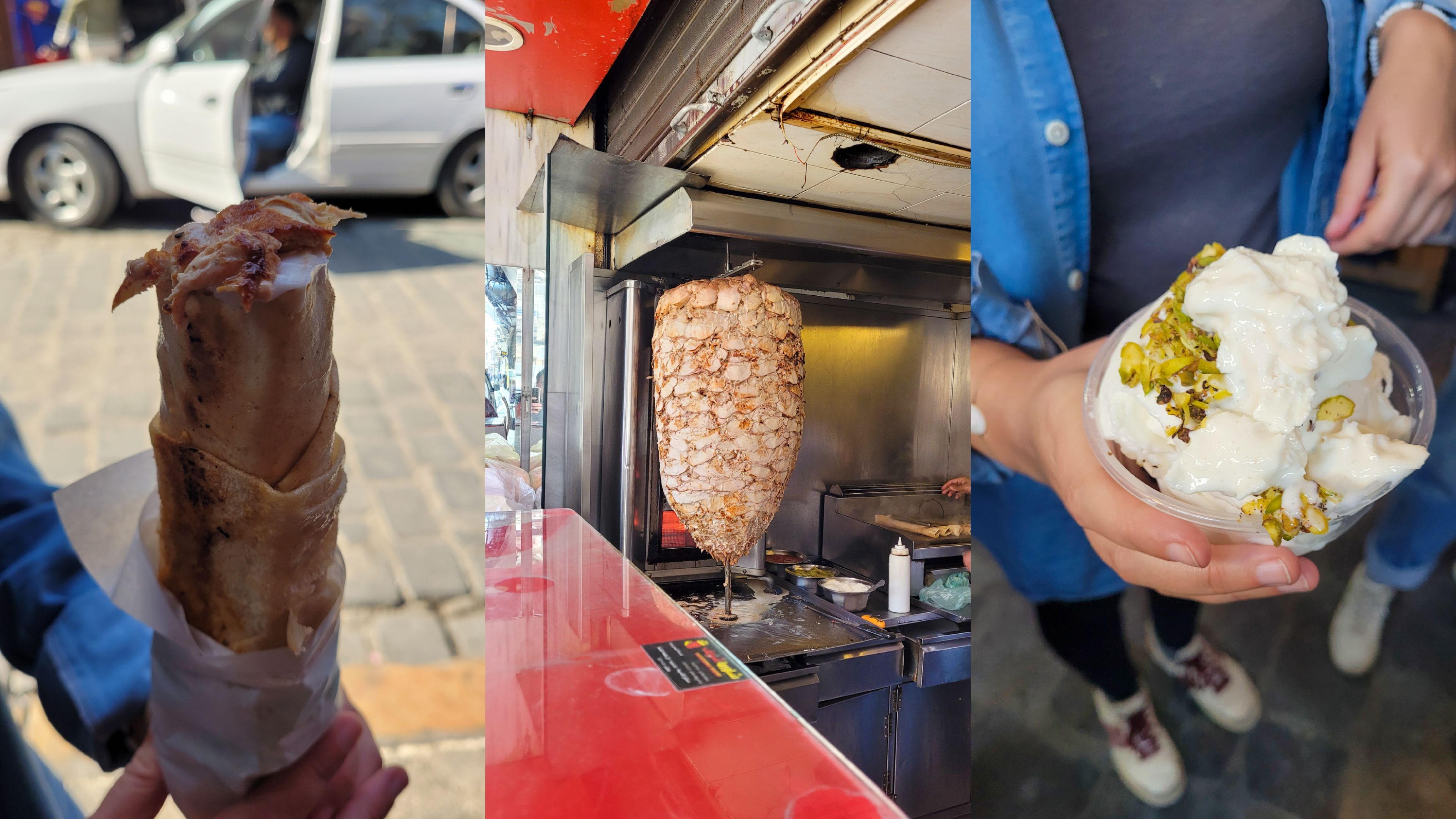 Shawarma et glace de Damas (voir plus bas)